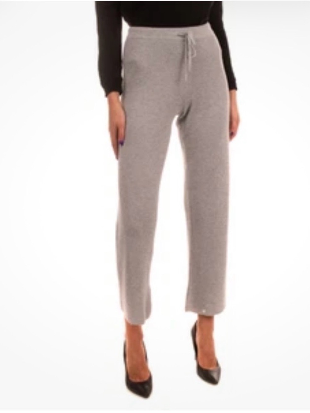 Skin Gray Wide-Leg Drawstring Knit Trousers Size XS